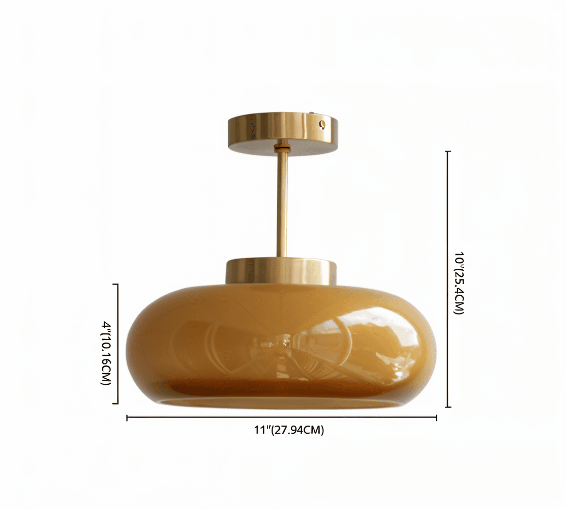 Ambera Loftlampe – Klassisk Gul Vintage Loftlampe i Glas og Messing