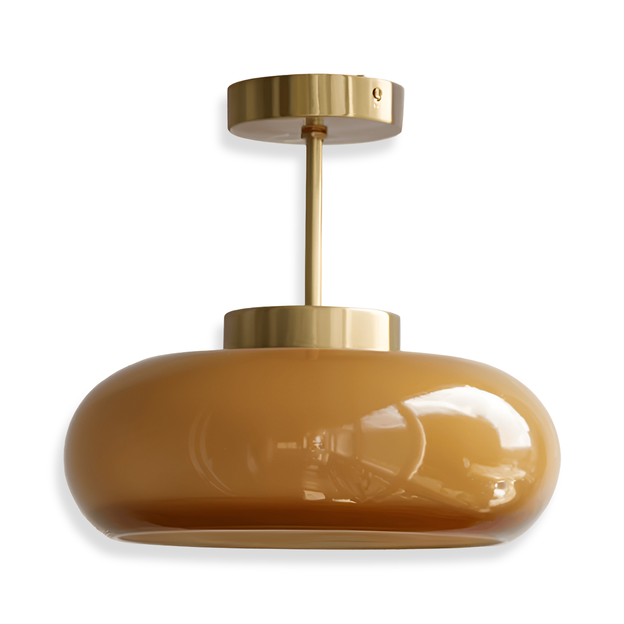 Ambera Loftlampe – Klassisk Gul Vintage Loftlampe i Glas og Messing