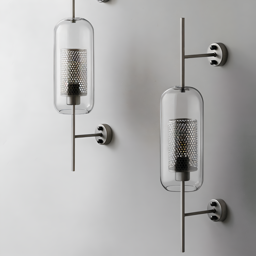 Hexara Væglampe – Glas Væglampe med Bikubemønster i Vintage LED Stil