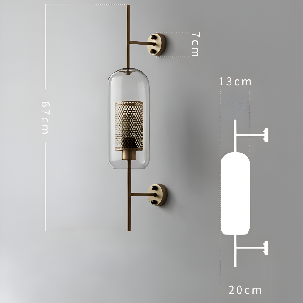 Hexara Væglampe – Glas Væglampe med Bikubemønster i Vintage LED Stil