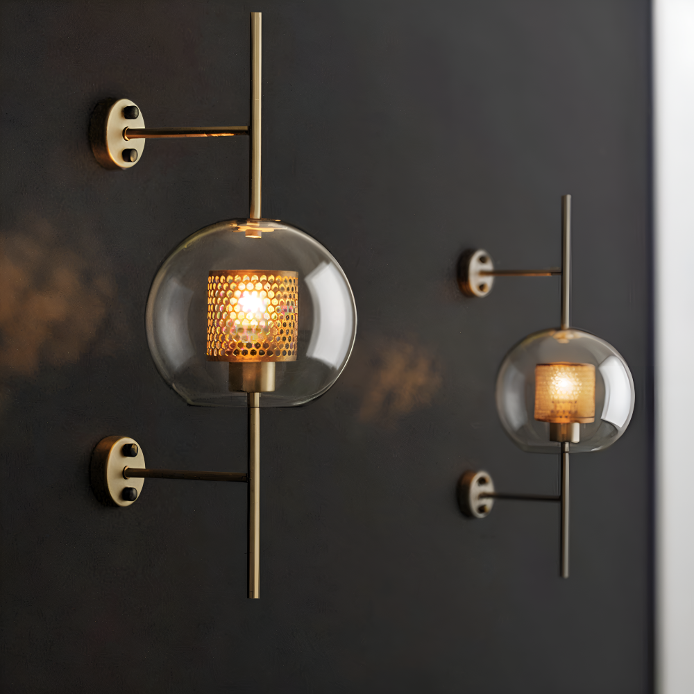 Hexara Væglampe – Glas Væglampe med Bikubemønster i Vintage LED Stil