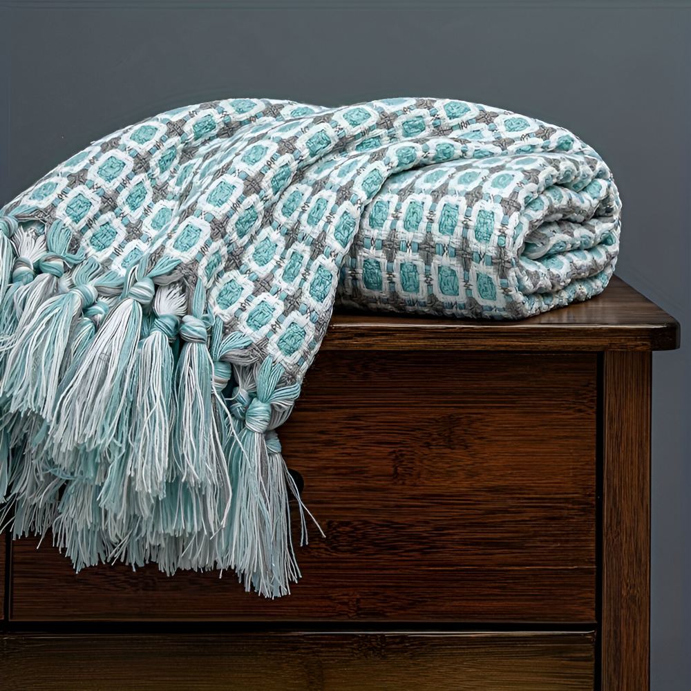 Fleeceplaid med frynser – farverig vintage plaid i blødt design