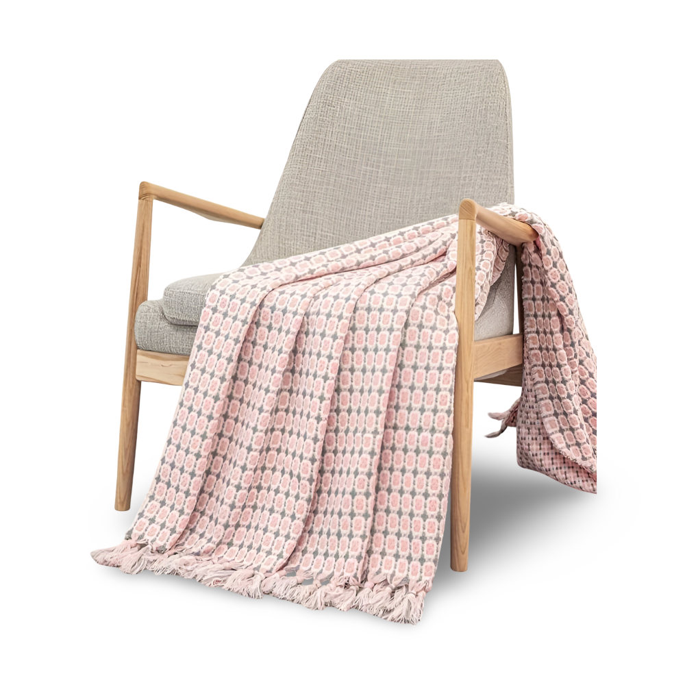 Fleeceplaid med frynser – farverig vintage plaid i blødt design