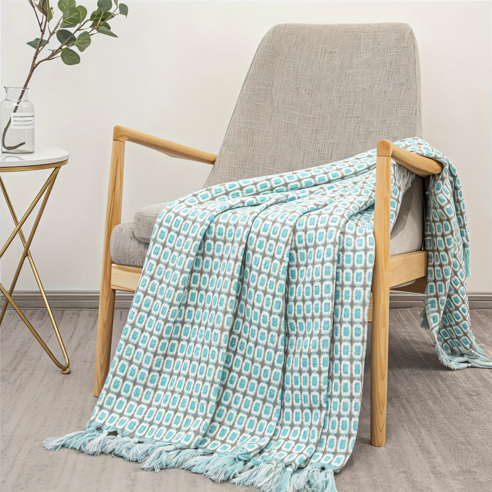 Fleeceplaid med frynser – farverig vintage plaid i blødt design