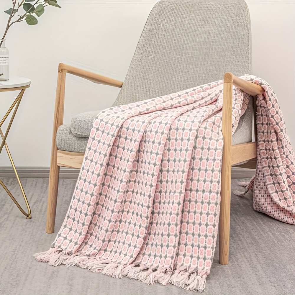 Fleeceplaid med frynser – farverig vintage plaid i blødt design