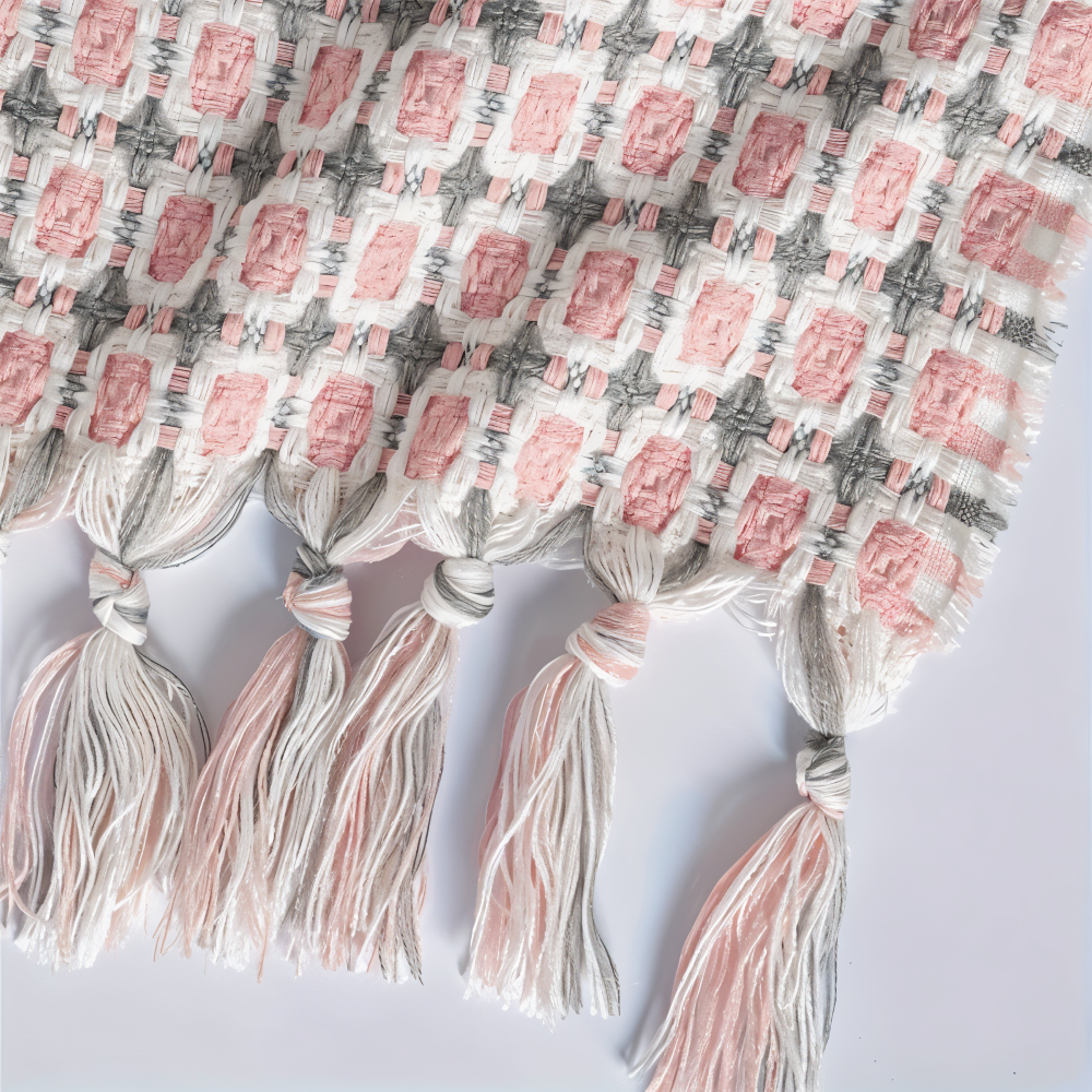 Fleeceplaid med frynser – farverig vintage plaid i blødt design
