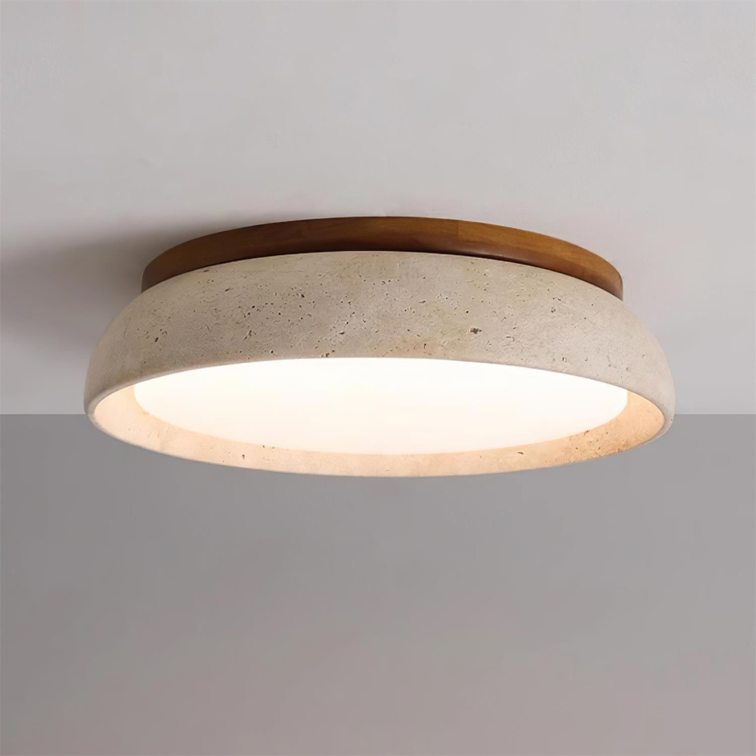Depiara – Naturlig Loftlampe i Travertin med Blød LED-belysning