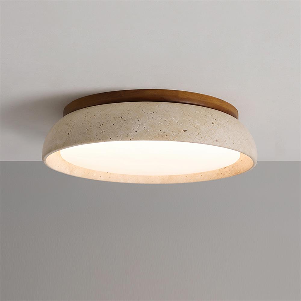 Depiara – Naturlig Loftlampe i Travertin med Blød LED-belysning