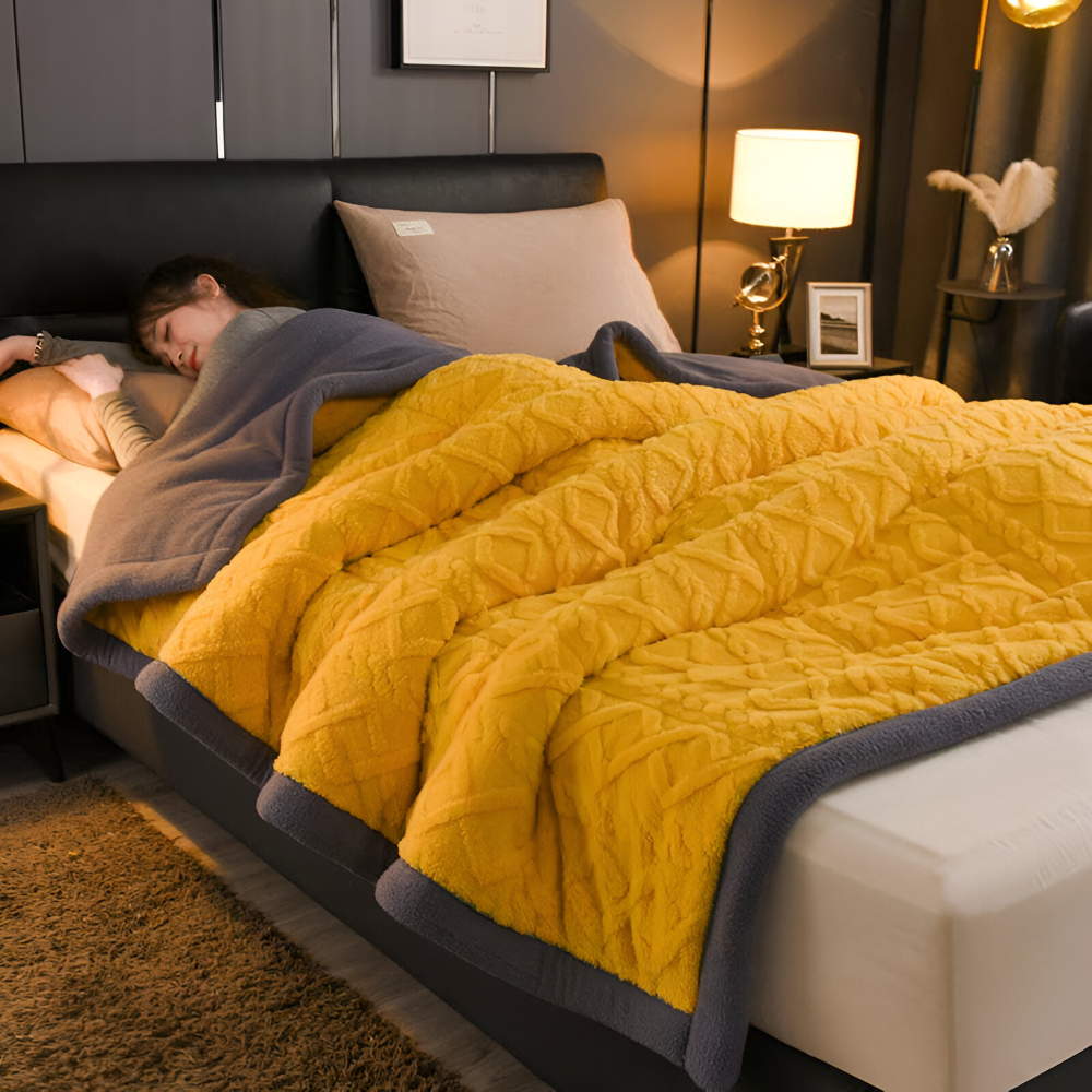 Dobbeltvævet fleeceplaid i mikrofiber