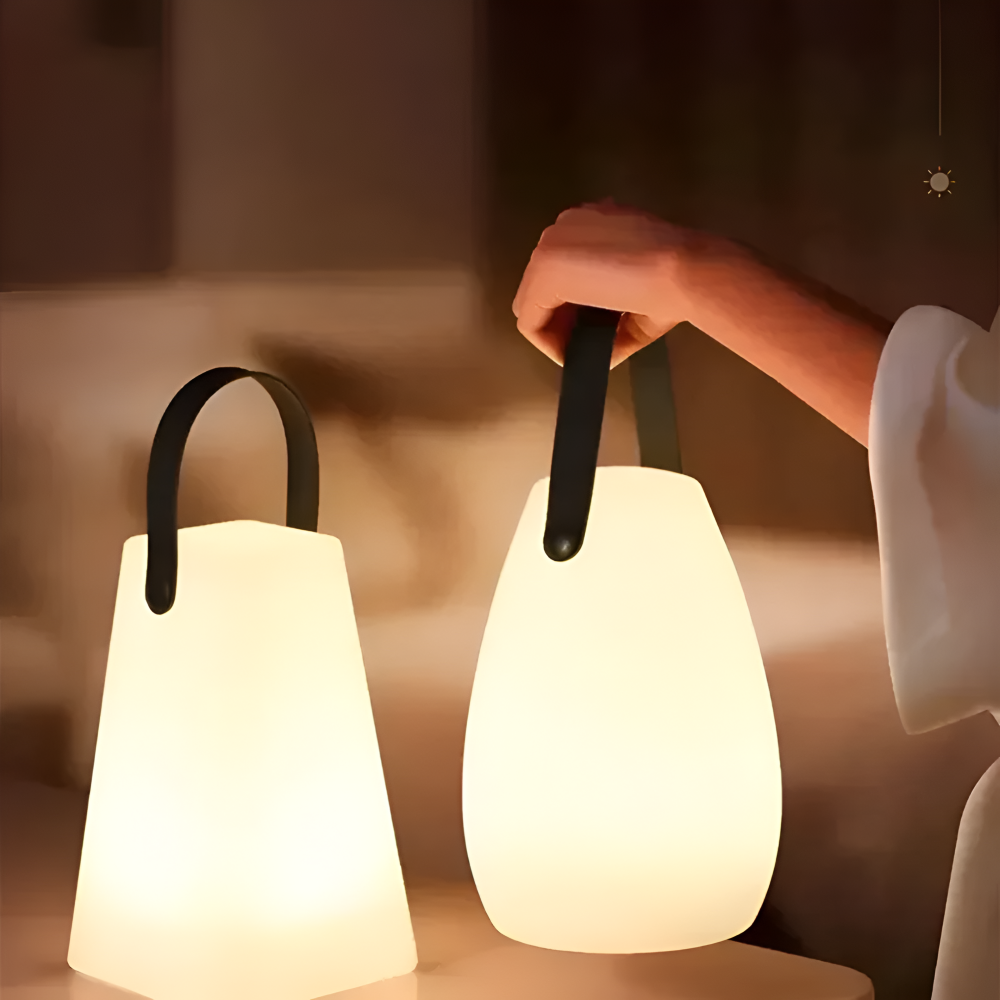 Bærbar LED bordlampe – geometrisk design med farveskift