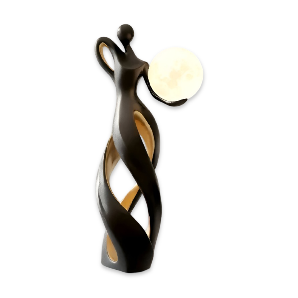 Dekorativ figur lampe i abstrakt design – moderne skulptur med varm belysning