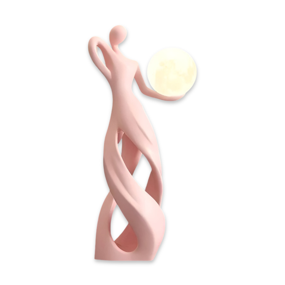 Dekorativ figur lampe i abstrakt design – moderne skulptur med varm belysning