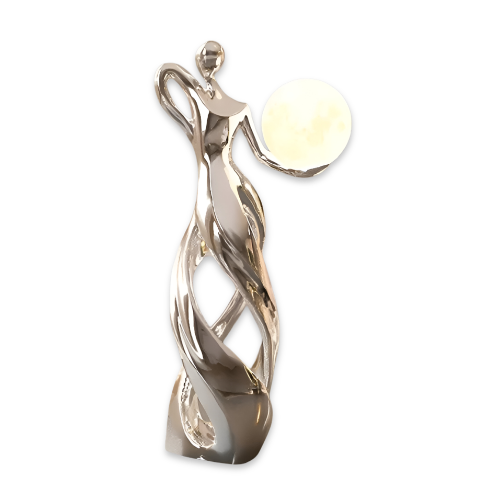 Dekorativ figur lampe i abstrakt design – moderne skulptur med varm belysning