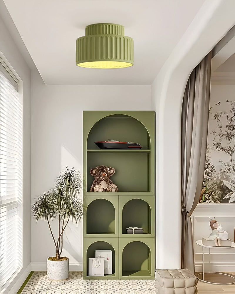 Ribello – Hvid Loftlampe i Resin med Riflet Design