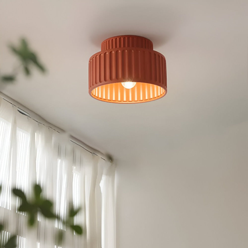 Ribello – Hvid Loftlampe i Resin med Riflet Design