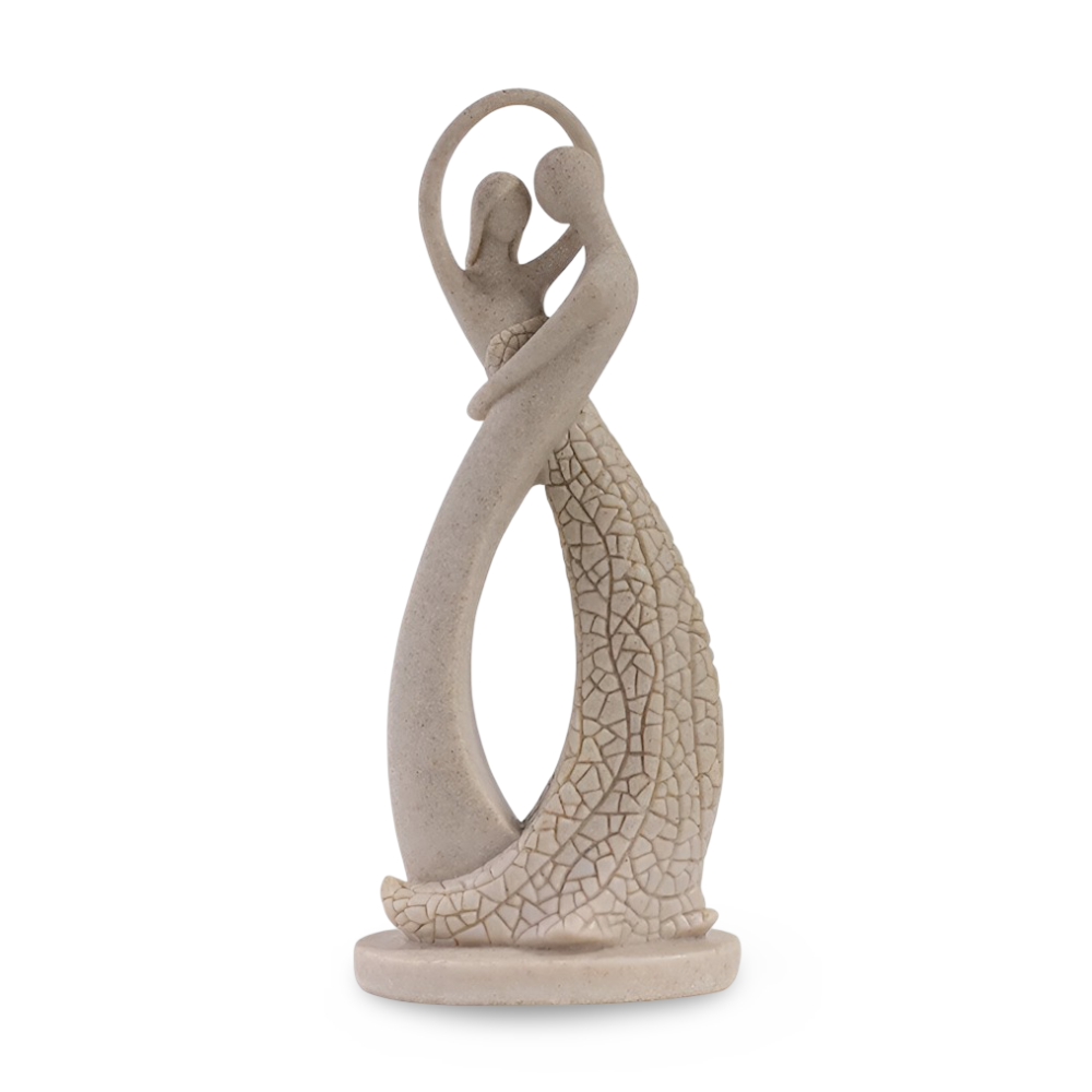 Romantisk par skulptur i sandstenslook – moderne dekoration