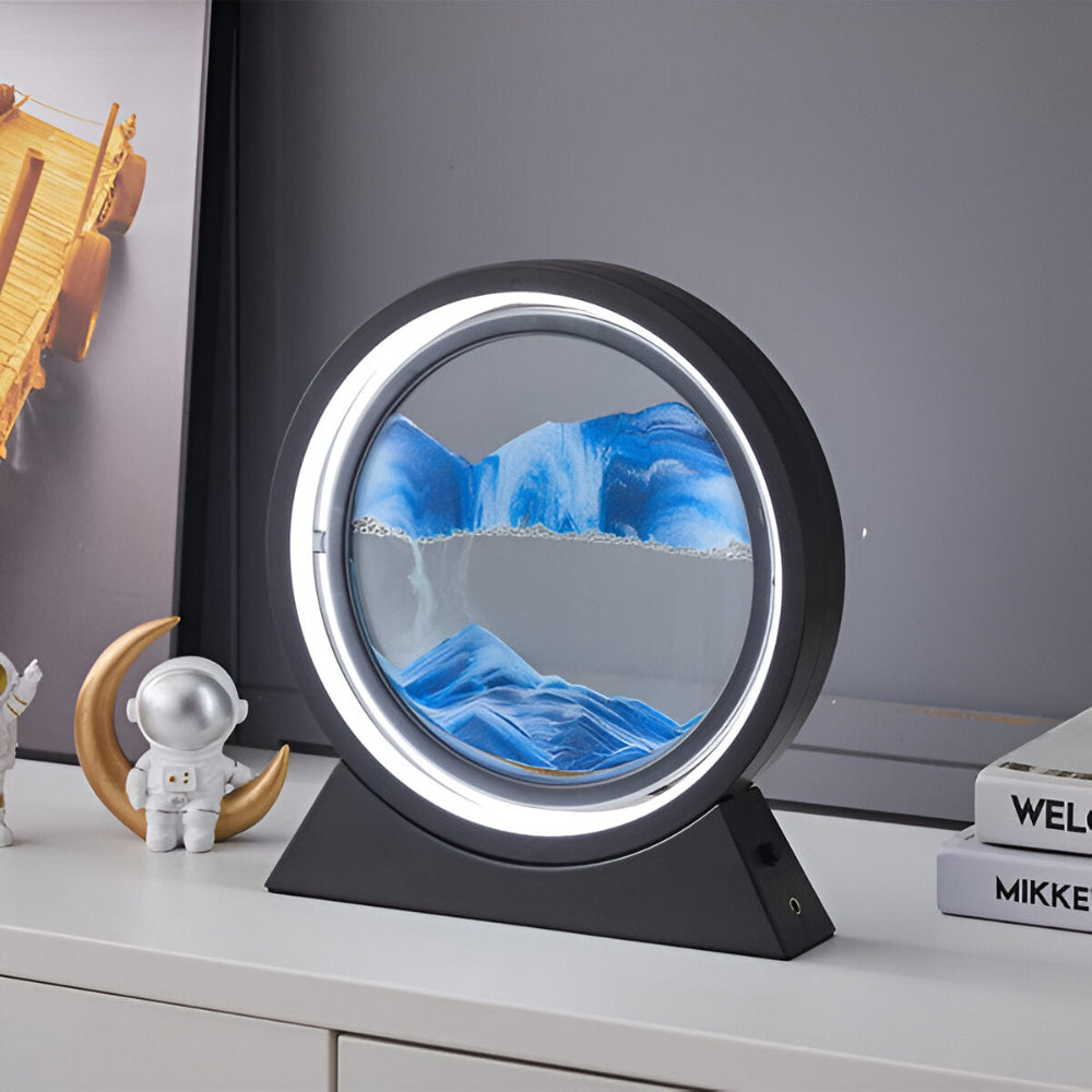 ZenCascade – Roterande Sandlampa med LED och USB-laddning