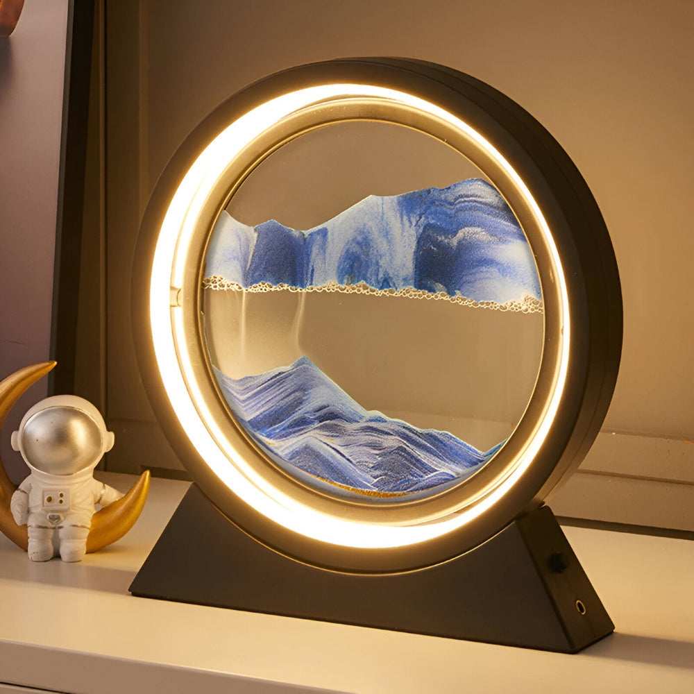 ZenCascade – Roterande Sandlampa med LED och USB-laddning