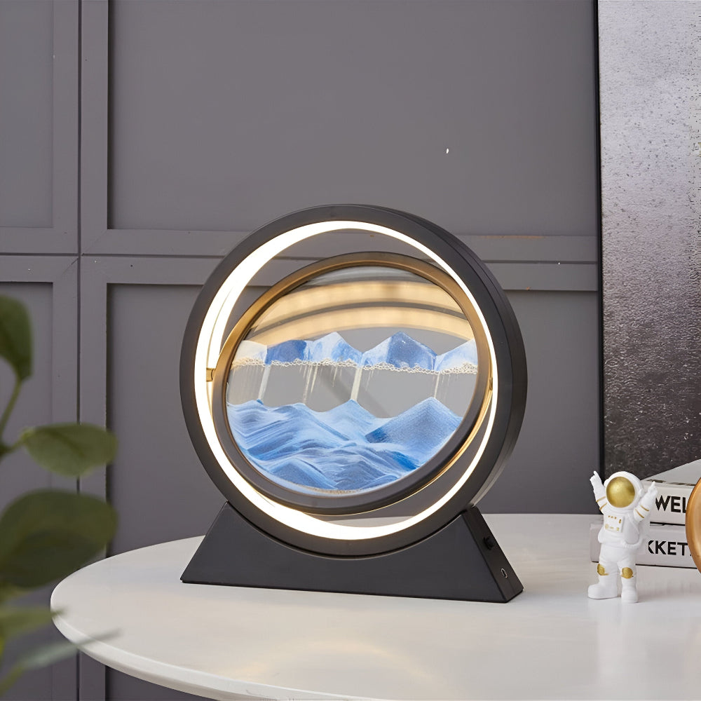 ZenCascade – Roterande Sandlampa med LED och USB-laddning