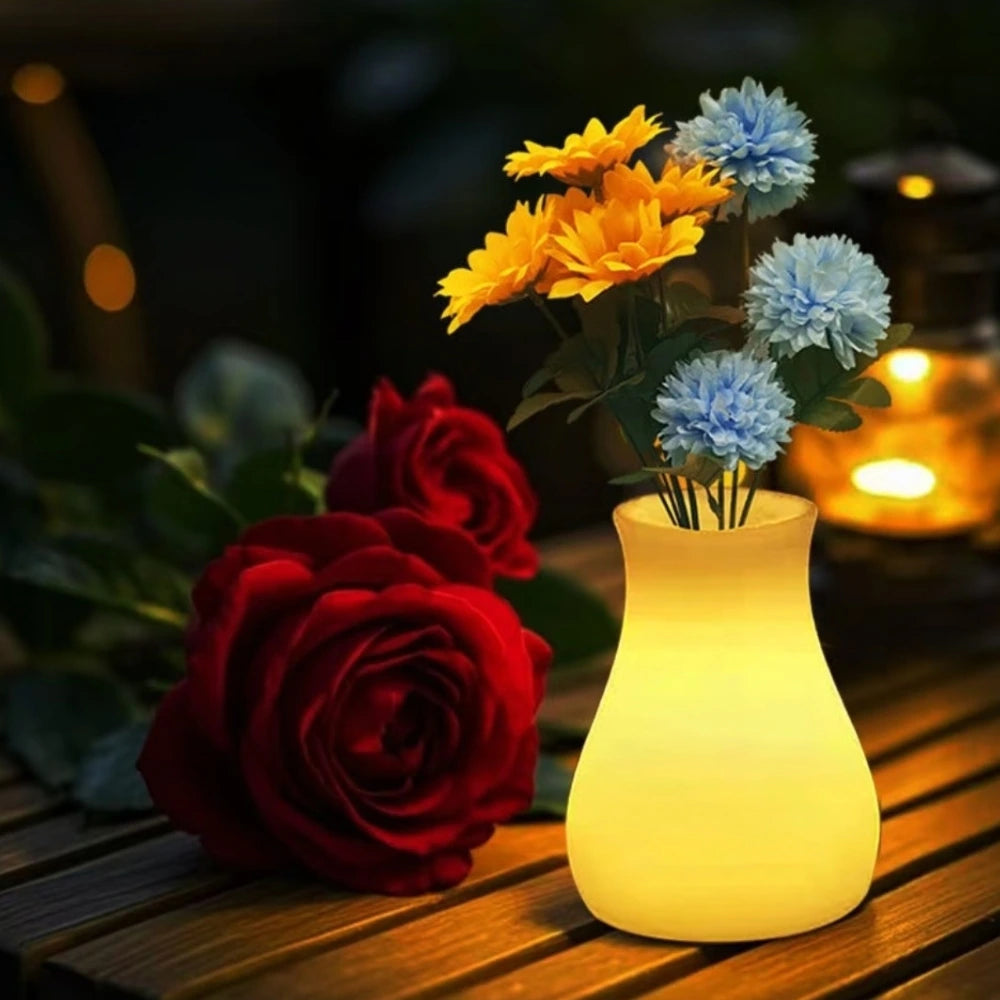 Lysende vase med LED – genopladelig vase med fjernbetjening og 16 farver