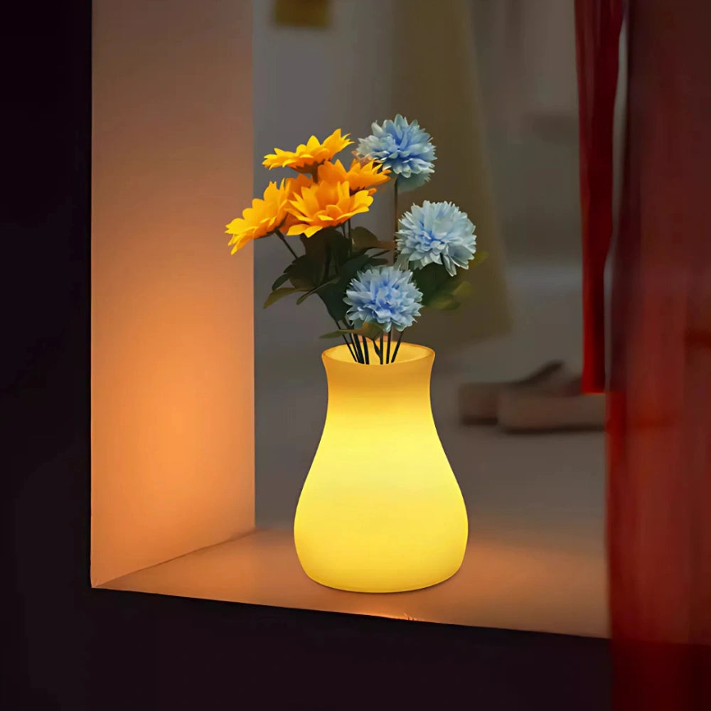 Lysende vase med LED – genopladelig vase med fjernbetjening og 16 farver