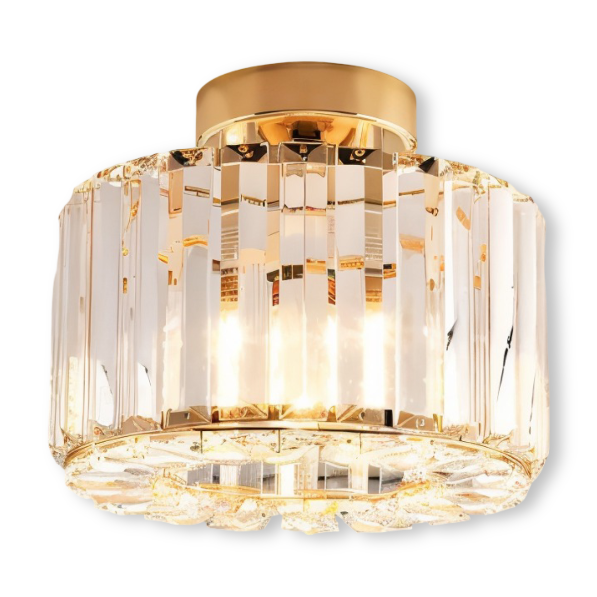 Crystaléa – Halvindkapslet Loftlampe i Krystal med Rundt Design