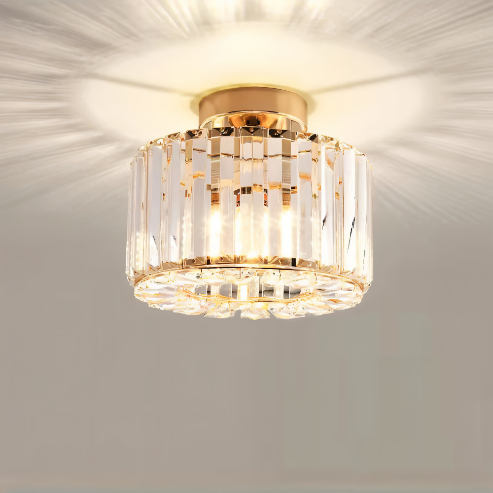 Crystaléa – Halvindkapslet Loftlampe i Krystal med Rundt Design
