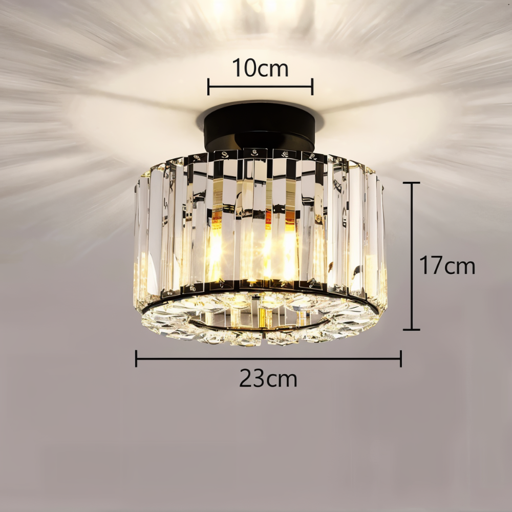 Crystaléa – Halvindkapslet Loftlampe i Krystal med Rundt Design