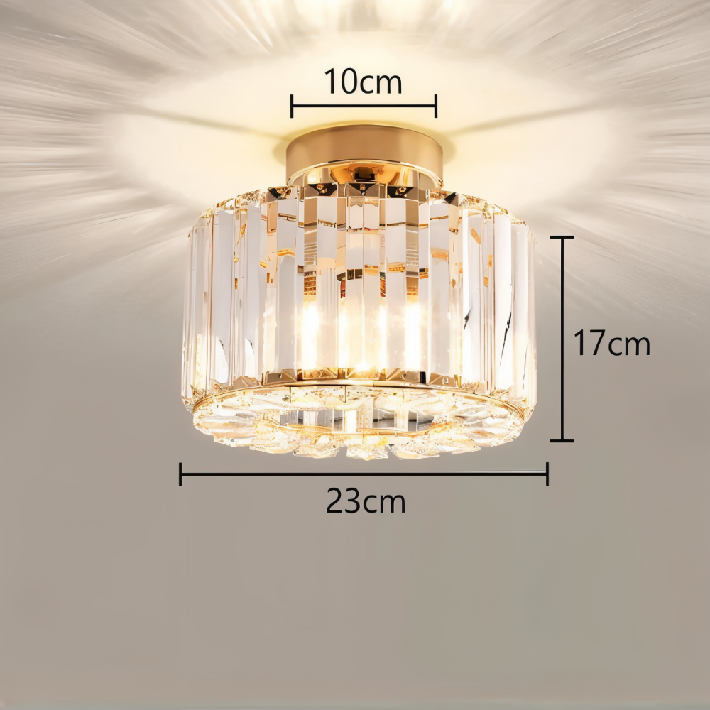 Crystaléa – Halvindkapslet Loftlampe i Krystal med Rundt Design