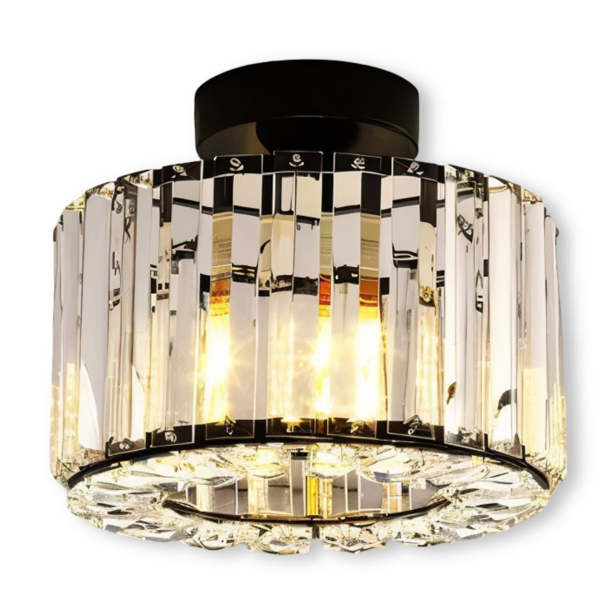 Crystaléa – Halvindkapslet Loftlampe i Krystal med Rundt Design