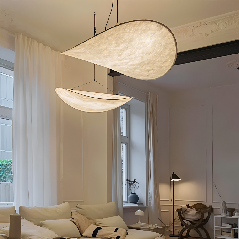 Silvara Pendellampe – Håndlavet Pendellampe i Stof og Metal med LED