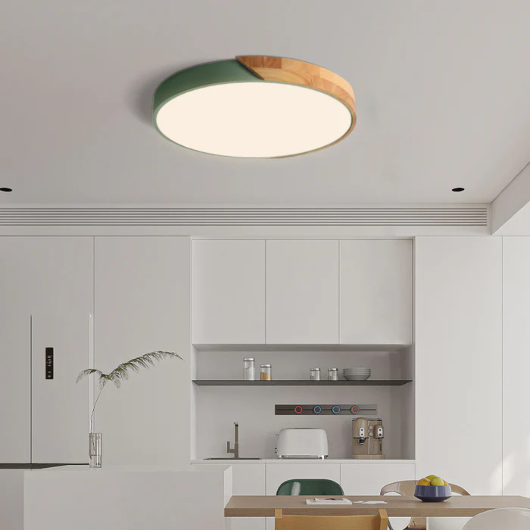 Skandinavisk LED-loftlampe i træ