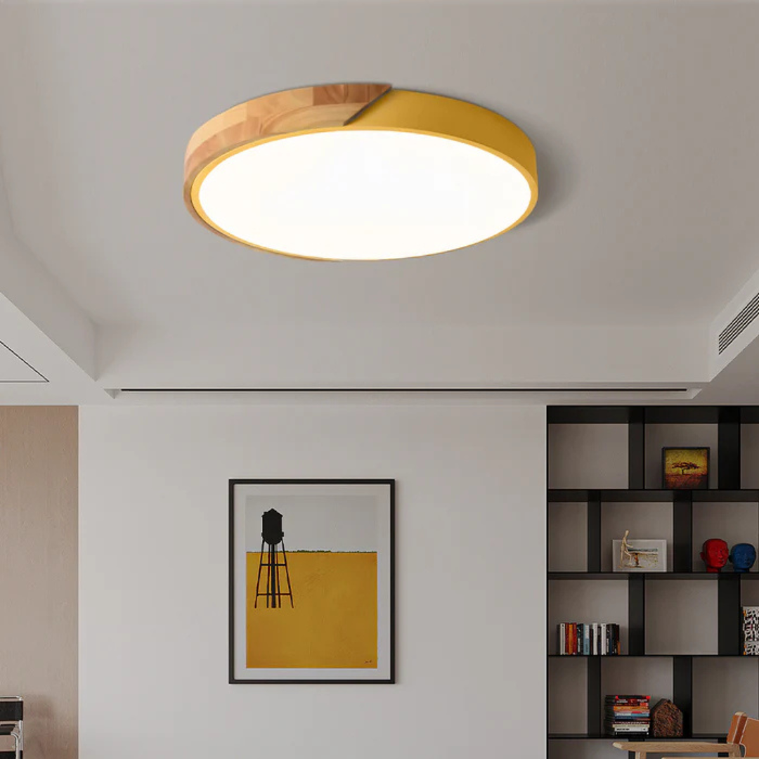Skandinavisk LED-loftlampe i træ