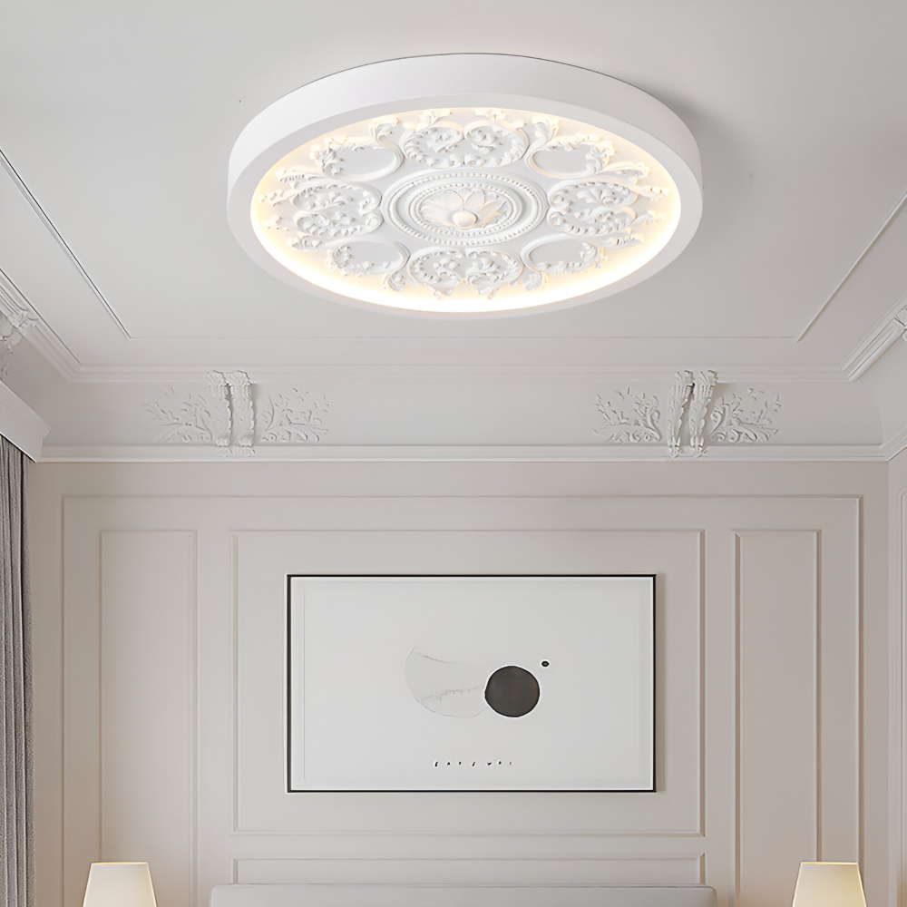 Udskåret LED loftlampe i resin – dæmpbar moderne plafondlampe