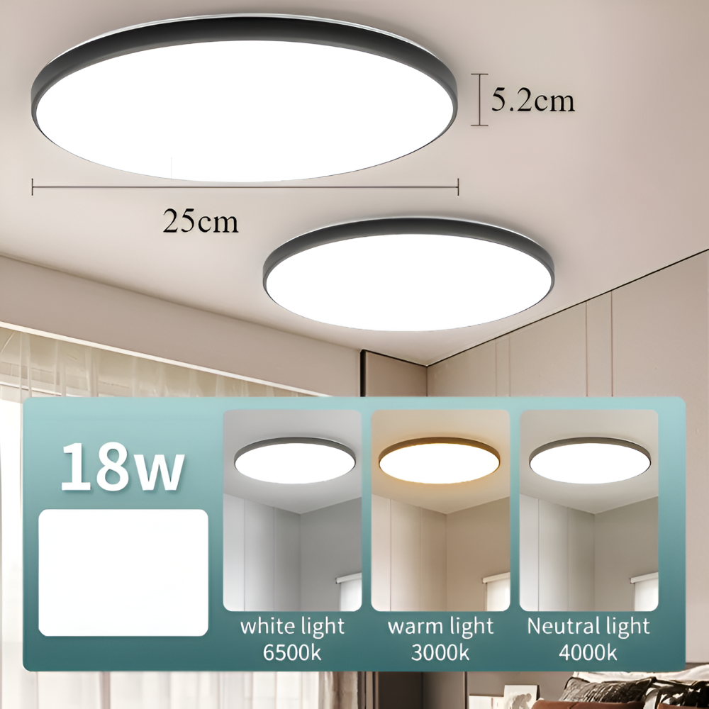 SlimAura Loftlampe – Rund Ultratynd LED Loftlampe i Moderne Design