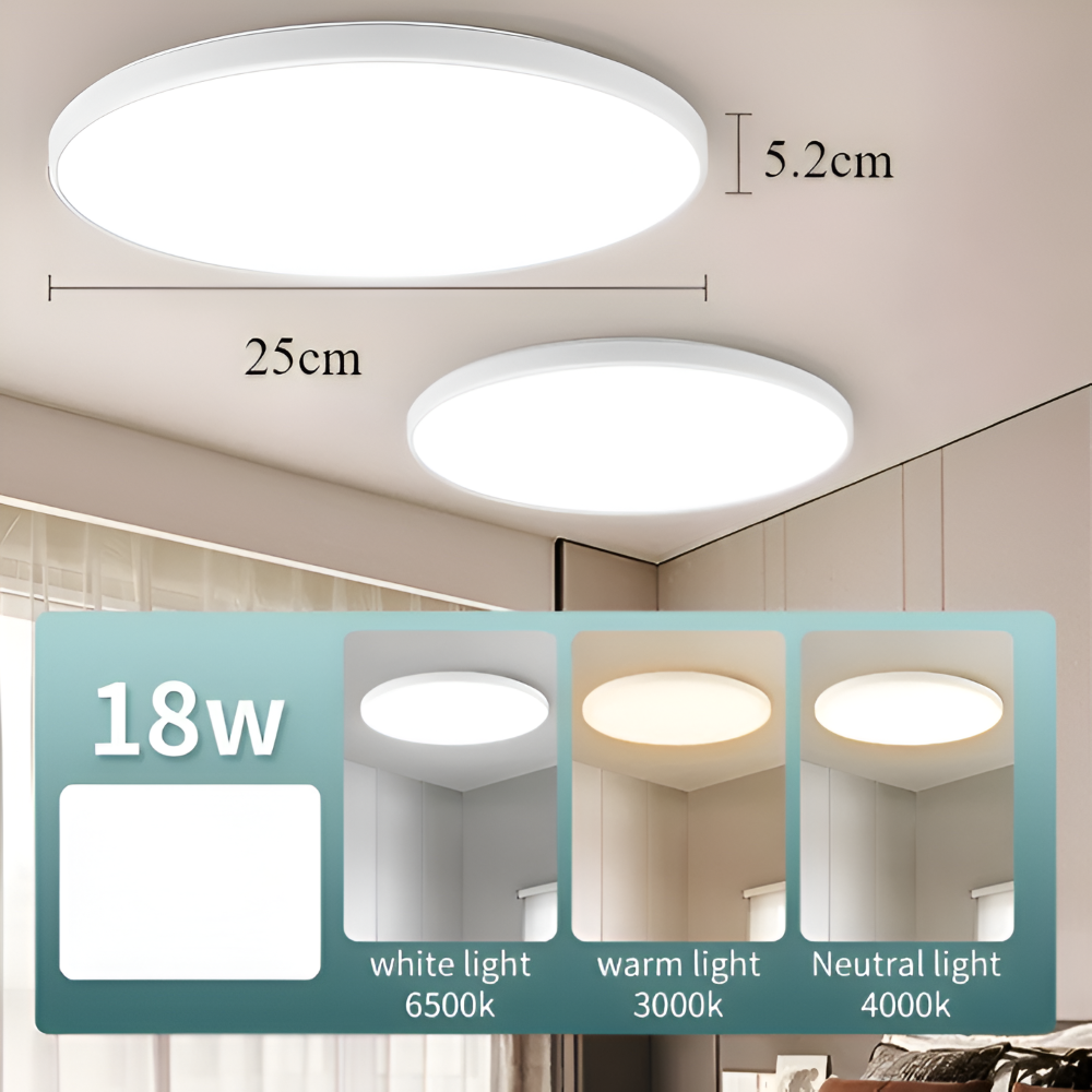 SlimAura Loftlampe – Rund Ultratynd LED Loftlampe i Moderne Design