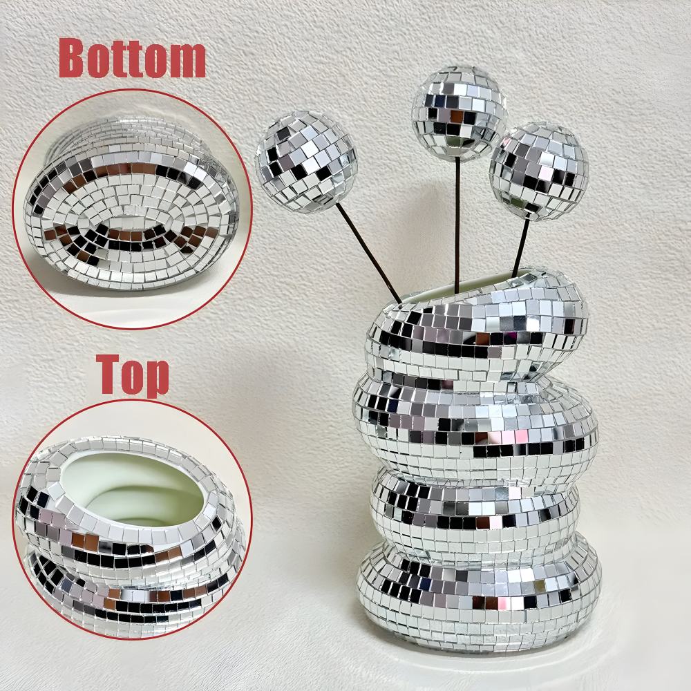Disco vase med spejl design – glitrende dekorativ blomstervase