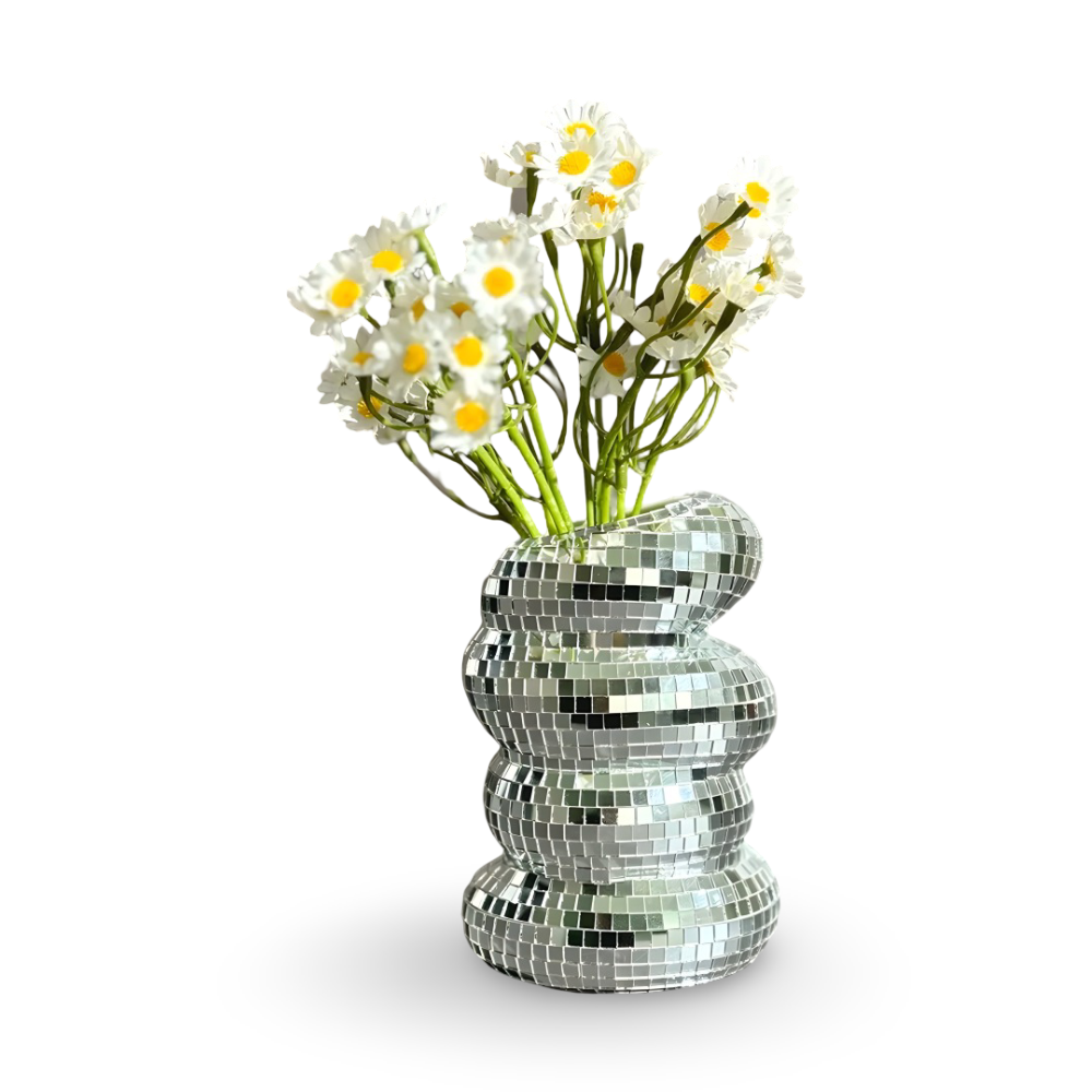 Disco vase med spejl design – glitrende dekorativ blomstervase