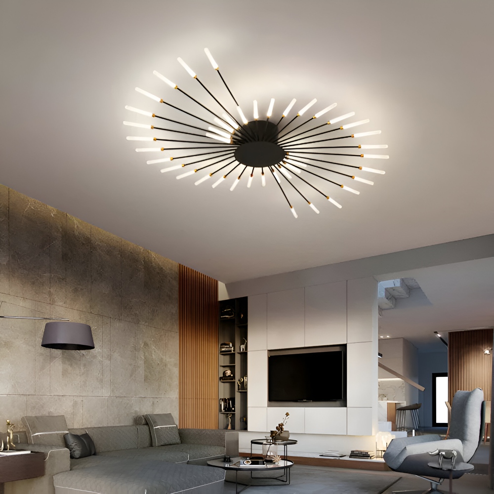 LED loftlampe i spiraldesign – luksuriøs fyrværkeri-inspireret belysning