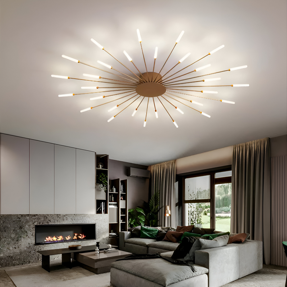 LED loftlampe i spiraldesign – luksuriøs fyrværkeri-inspireret belysning