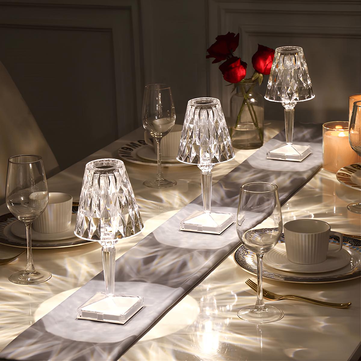 CrystalGlow – Trådlös Kristallbordslampa med Touchkontroll och 3 Ljuslägen