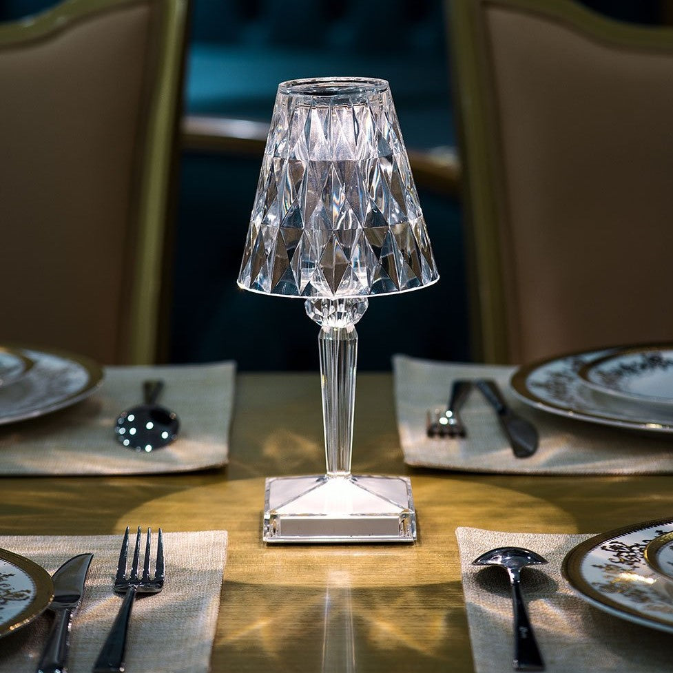CrystalGlow – Trådlös Kristallbordslampa med Touchkontroll och 3 Ljuslägen