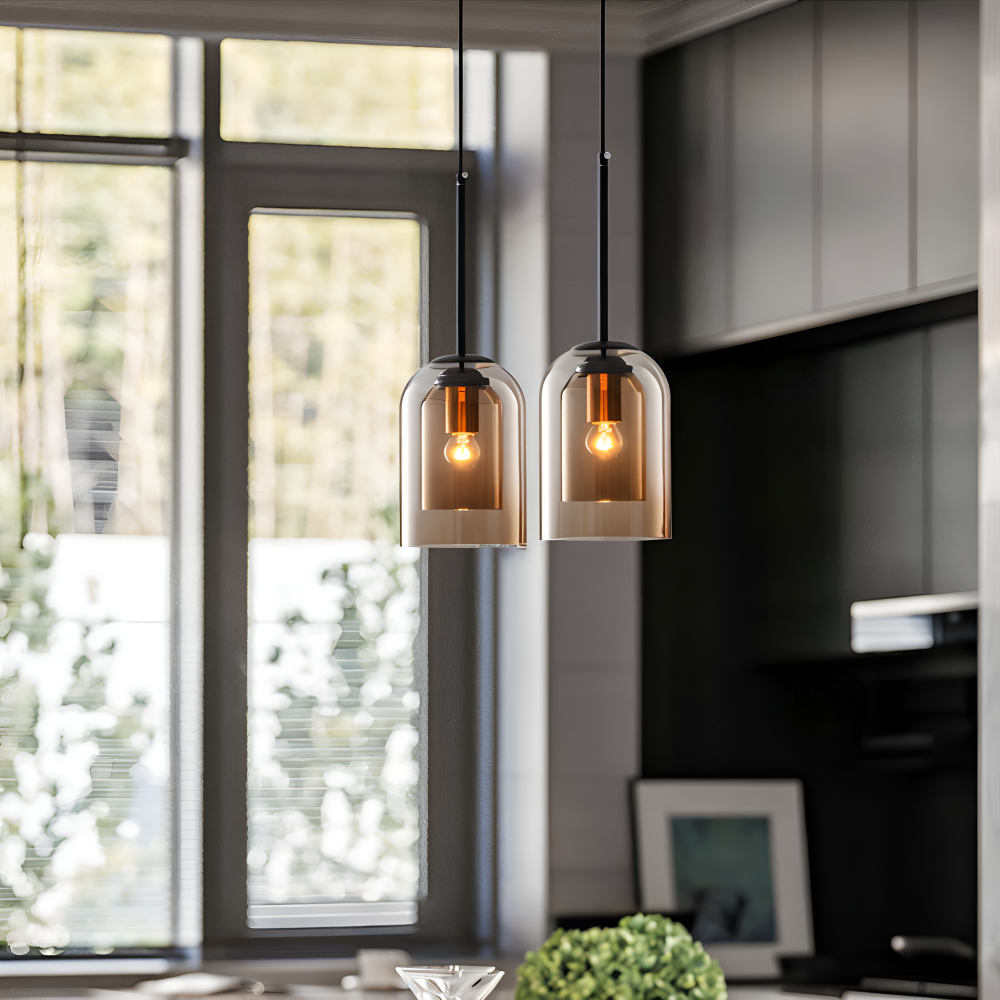 Lumora Duo Pendellampe – Pendel med Dobbelt Glasdesign i Postmoderne Stil