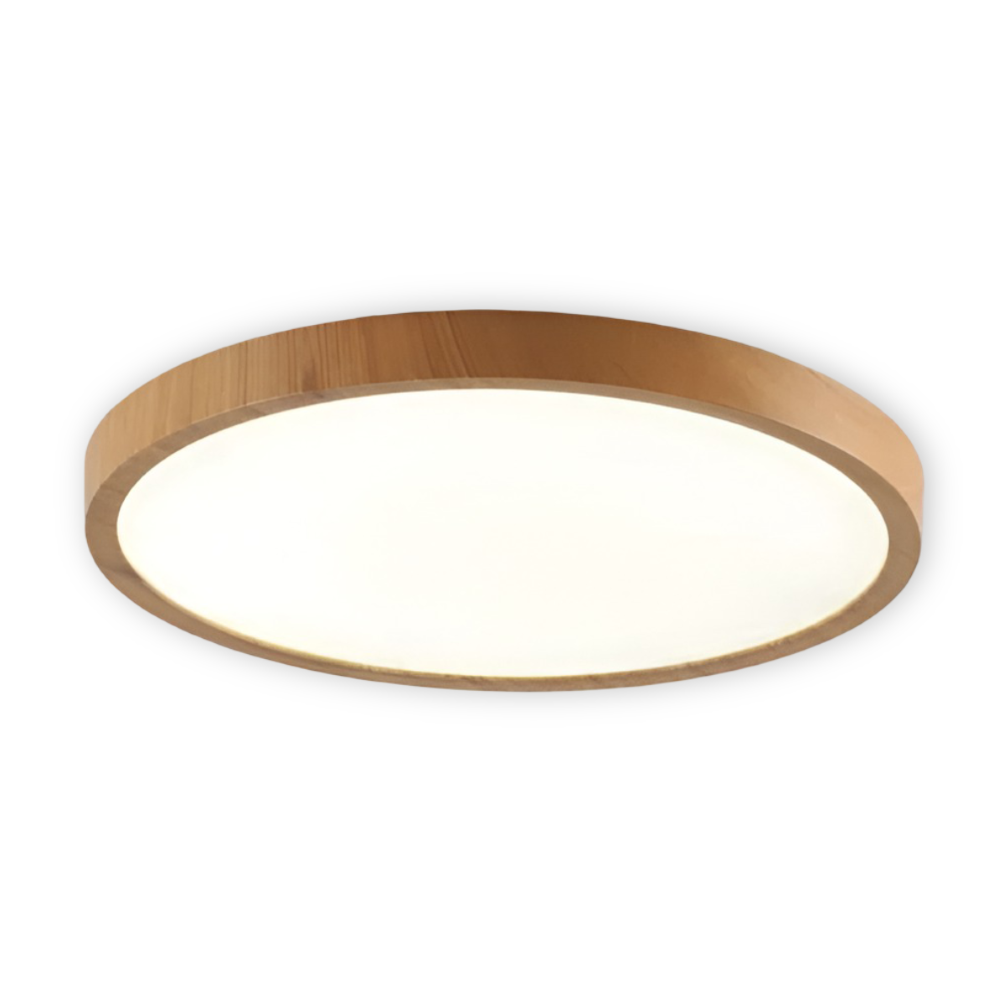 Waleno – Ultratynd Rund Loftlampe med LED og Valnøddeffekt
