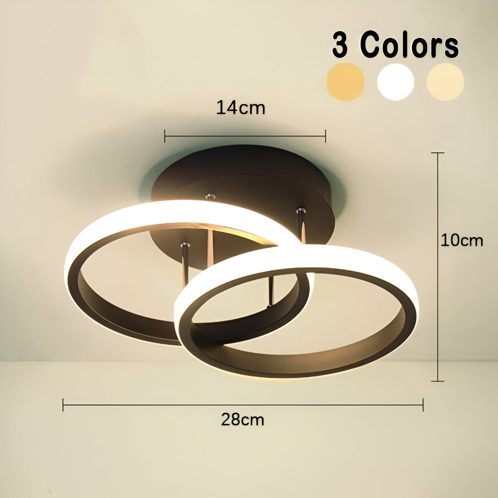 Skulpturel LED-loftlampe med hvirvlende ringe