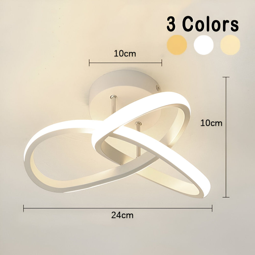 Skulpturel LED-loftlampe med hvirvlende ringe