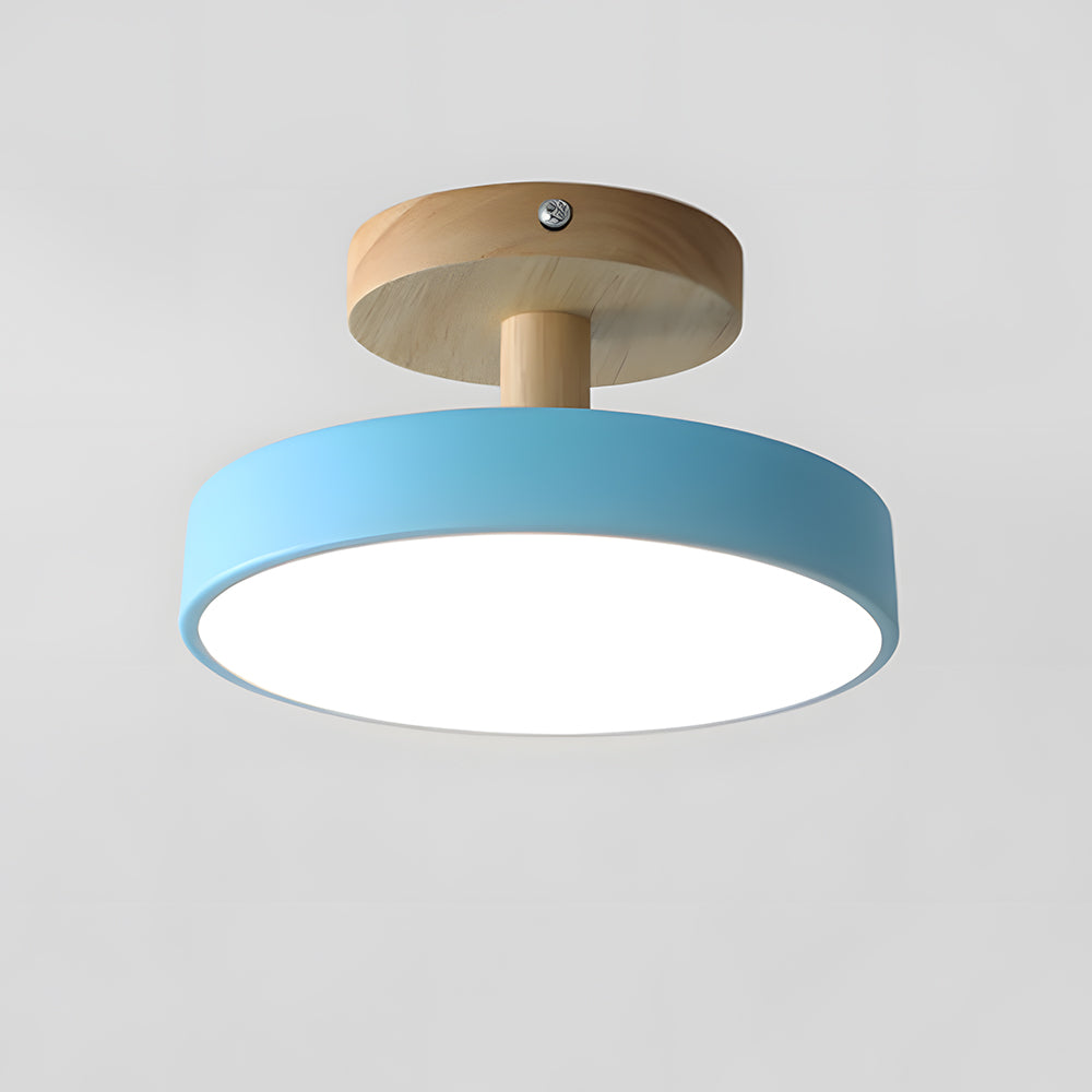 Nörd – Skandinavisk Plafondlampe med Træbase & Blødt Pasteldesign
