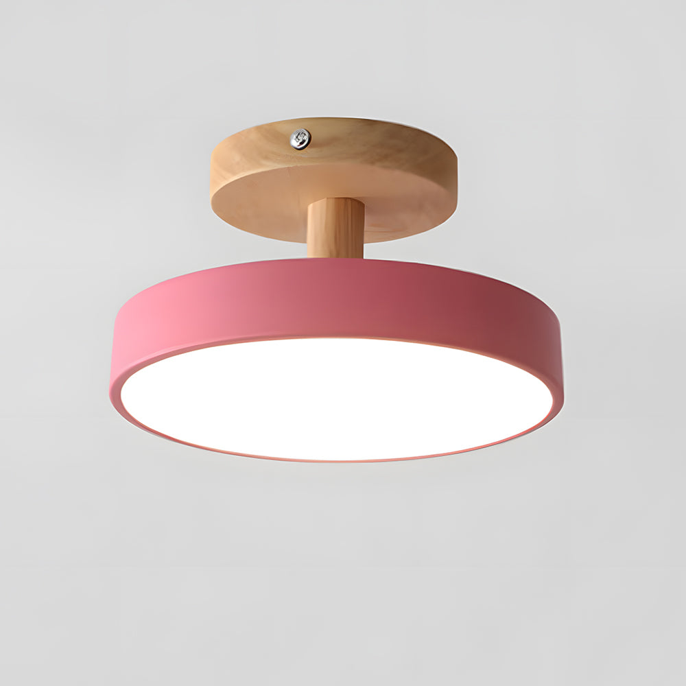 Nörd – Skandinavisk Plafondlampe med Træbase & Blødt Pasteldesign