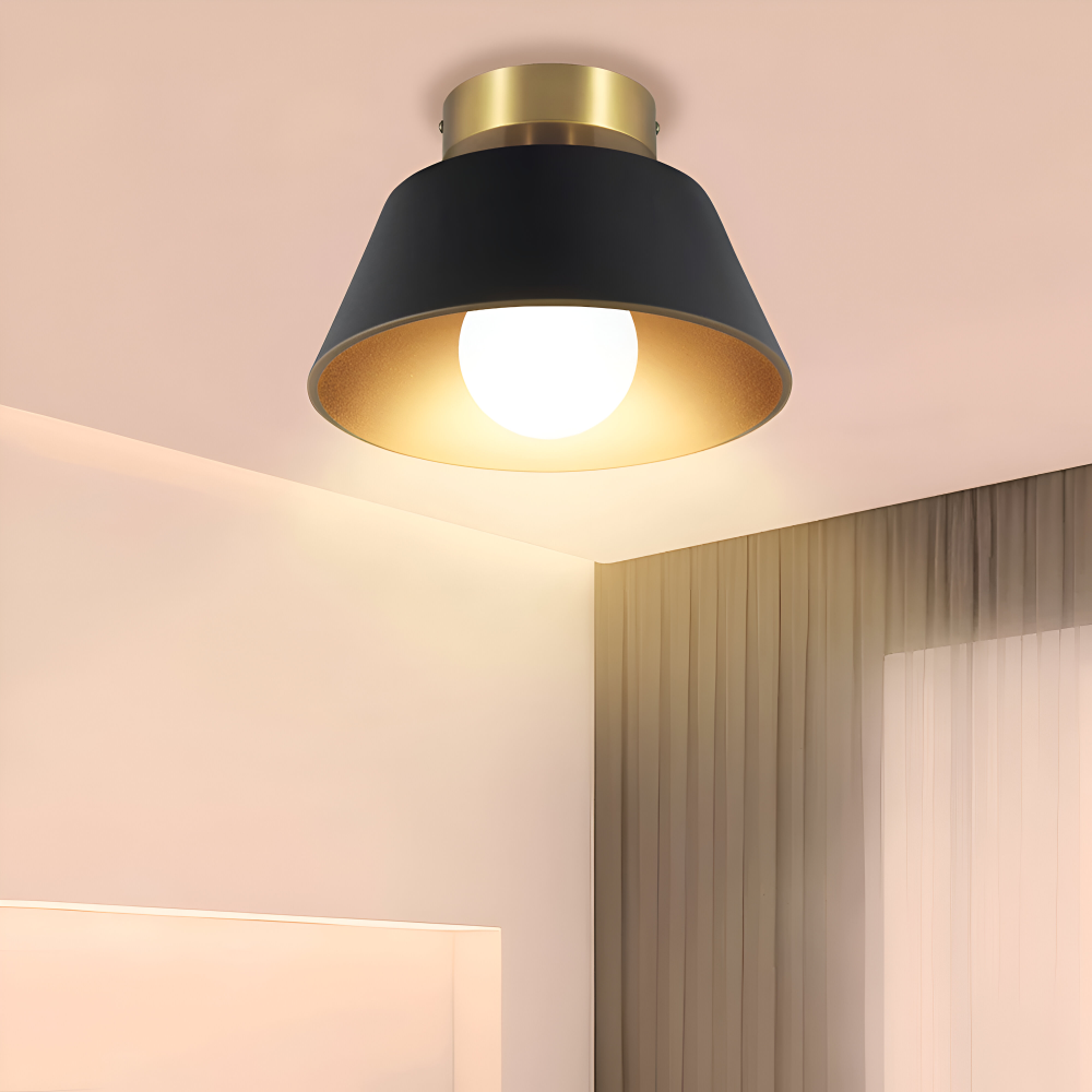 Retro LED-loftlampe i sort og hvid metal