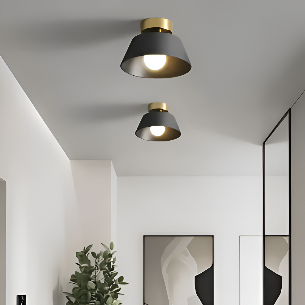 Retro LED-loftlampe i sort og hvid metal